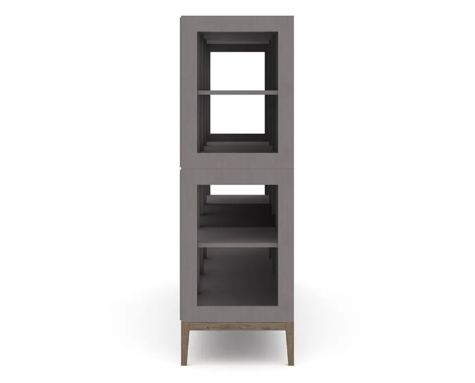 Edge 2.0 Vitrinskåp | 4 Dörrar, 2-Sektioner, Grey/ Burned Walnut