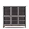 Edge 2.0 Vitrinskåp | 3 Dörrar, 2-Sektioner, Grey/ Burned Walnut