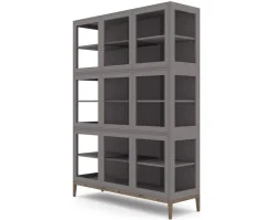 Edge 2.0 Vitrinskåp | 3 Dörrar, 3-Sektioner, Grey/ Burned Walnut