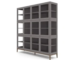Edge 2.0 Vitrinskåp | 4 Dörrar, 3-Sektioner, Grey/ Burned Walnut