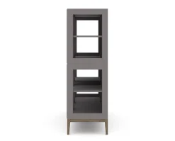 Edge 2.0 Vitrinskåp | 3 Dörrar, 2-Sektioner, Grey/ Burned Walnut