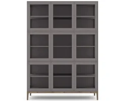 Edge 2.0 Vitrinskåp | 3 Dörrar, 3-Sektioner, Grey/ Burned Walnut