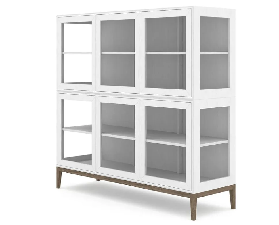 Edge 2.0 Vitrinskåp | 3 Dörrar, 2-Sektioner, White/ Burned Walnut