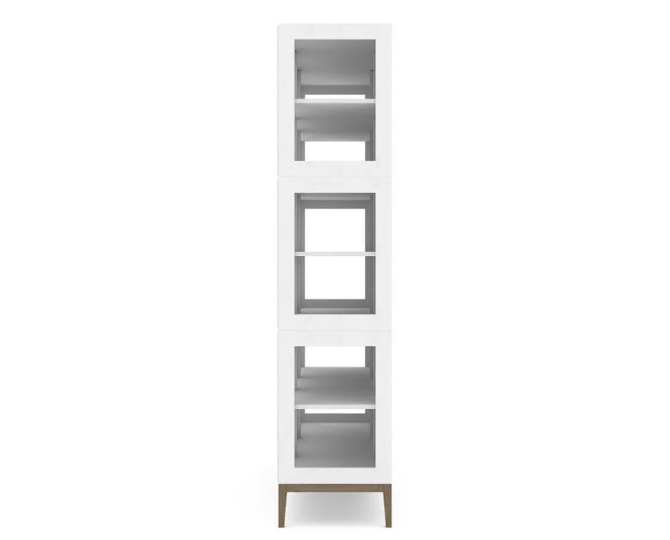 Edge 2.0 Vitrinskåp | 4 Dörrar, 3-Sektioner, White/ Burned Walnut
