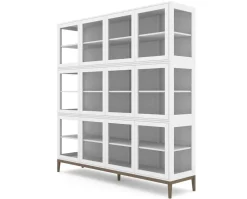 Edge 2.0 Vitrinskåp | 4 Dörrar, 3-Sektioner, White/ Burned Walnut