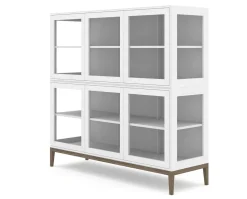 Edge 2.0 Vitrinskåp | 3 Dörrar, 2-Sektioner, White/ Burned Walnut