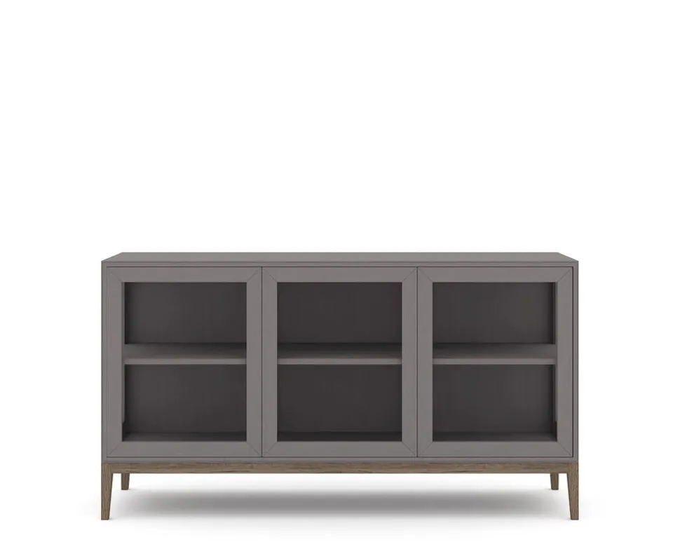Edge 2.0 Vitrinskåp | 3 Dörrar, 1-Sektion, Grey/ Burned Walnut