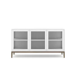 Edge 2.0 Vitrinskåp | 3 Dörrar, 1-Sektion, White/ Burned Walnut