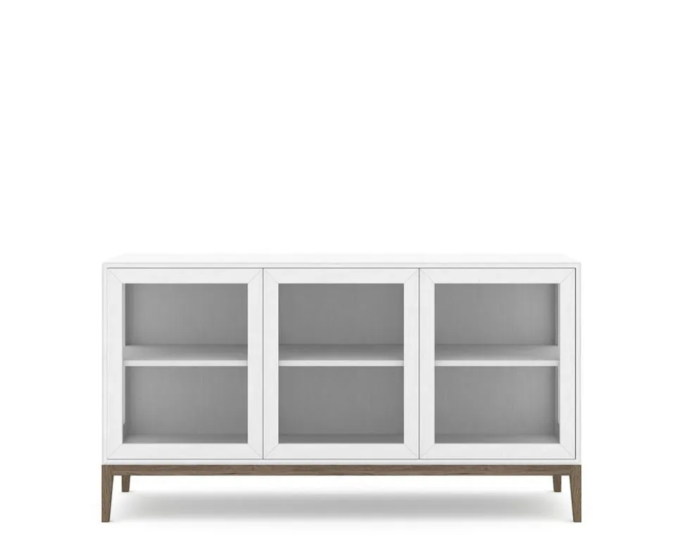 Edge 2.0 Vitrinskåp | 3 Dörrar, 1-Sektion, White/ Burned Walnut