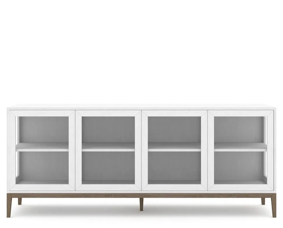 Edge 2.0 Vitrinskåp | 4 Dörrar, 1-Sektion, White/ Burned Walnut
