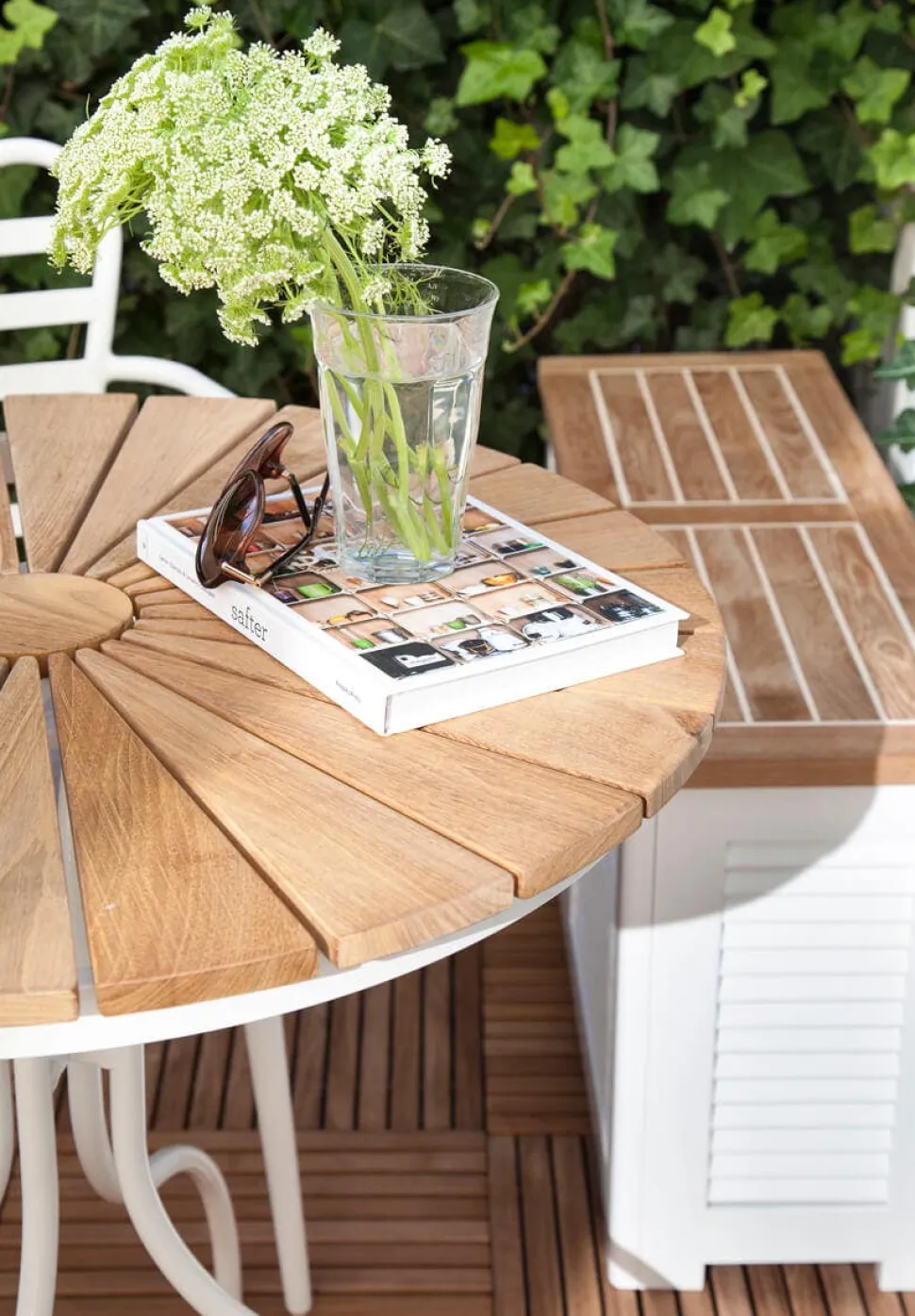 Ellen Cafébord Ø80 | Vit / Teak