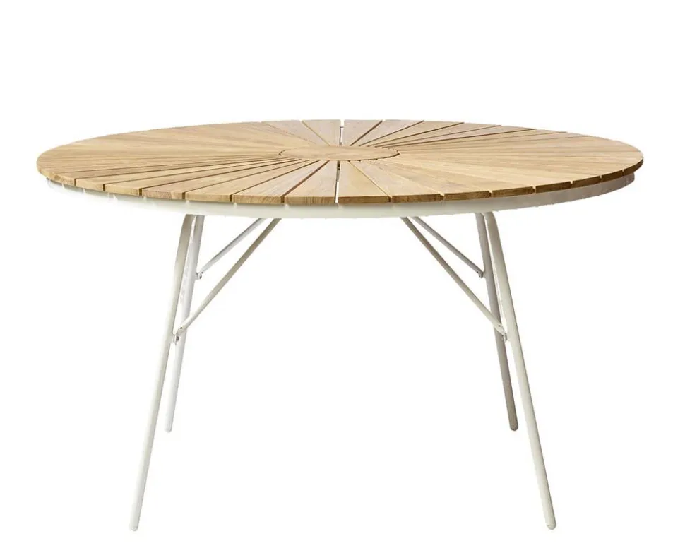 Ellen Trädgårdsbord Ø130 | Vit/Teak