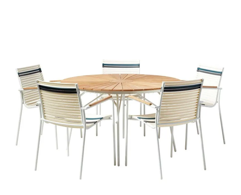 Ellen Trädgårdsbord Ø130 | Vit/Teak