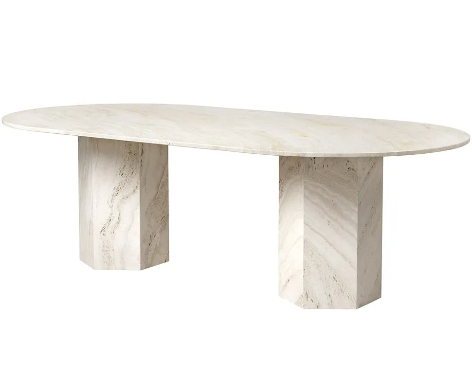 Epic Matbord Ellips 240×120 Neutral White Travertine