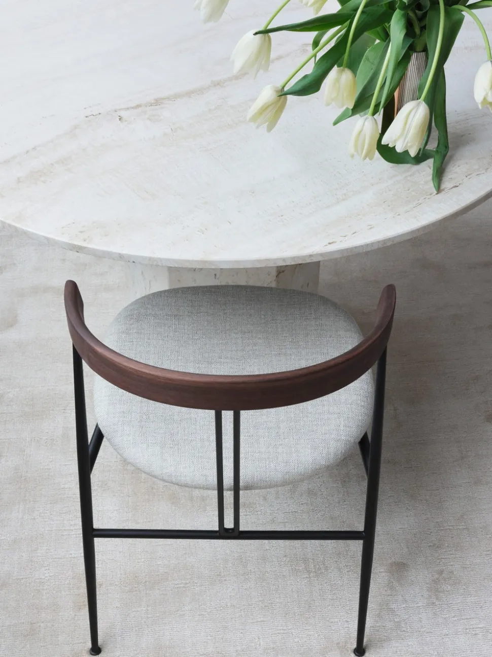 Epic Matbord Ø130 Neutral White Travertine