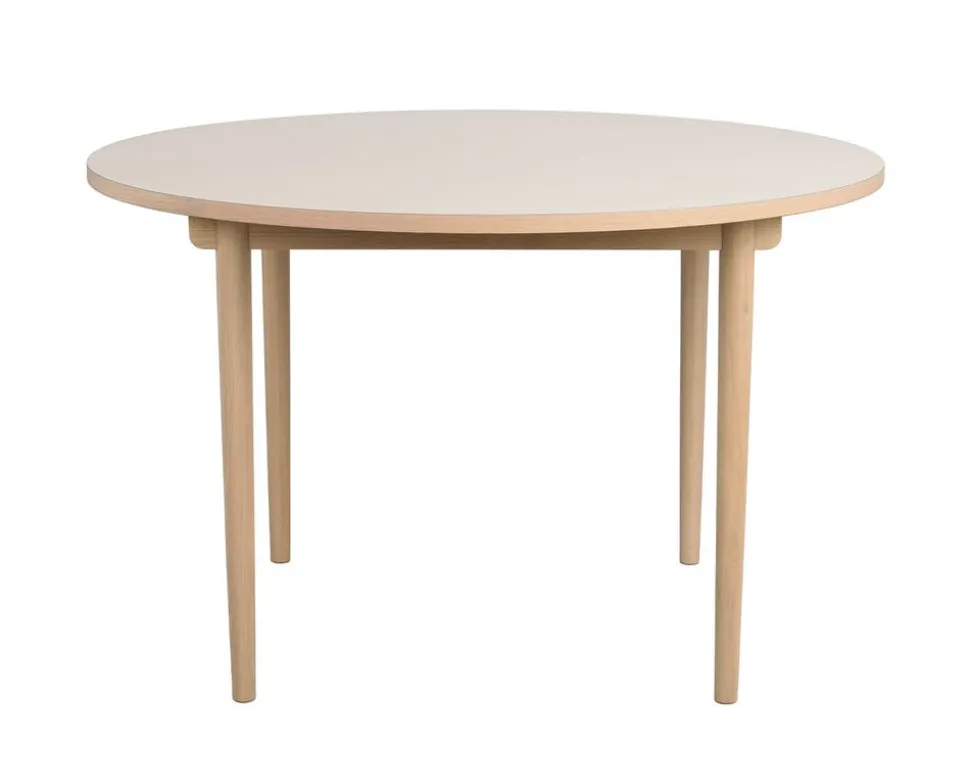 Fairmount Matbord Ø120 | Beige HPL/Vitpigm. Ek