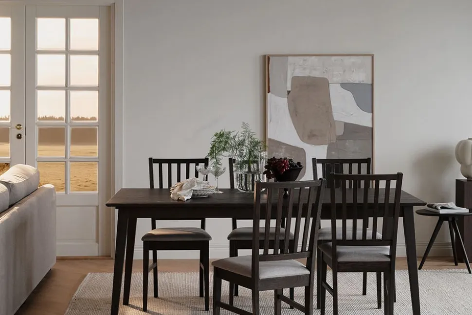 Filippa Stol Mörkbrun Ek/Beige Tyg