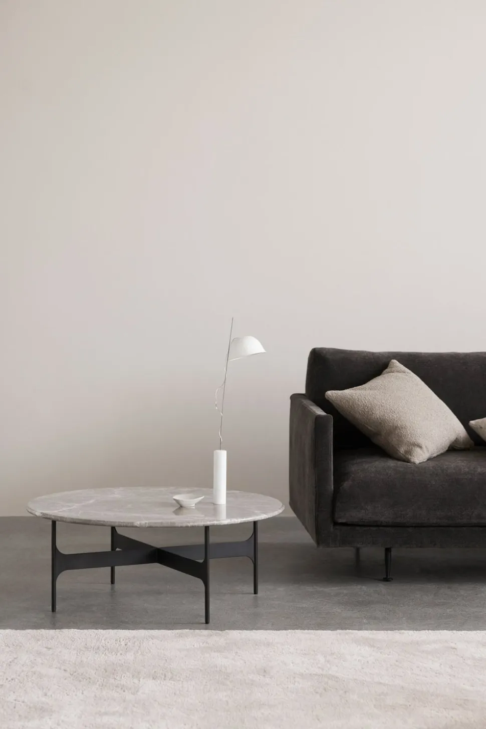 Floema Soffbord Ø85 | Runt | Grå Marmor