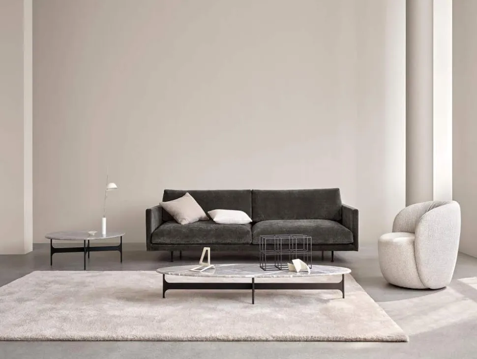 Floema Soffbord 150x50 | Ovalt | Grå Marmor