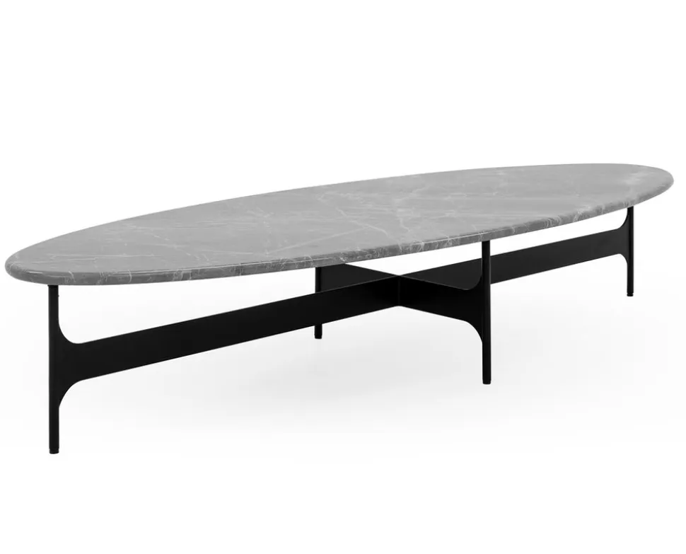 Floema Soffbord 150x50 | Ovalt | Grå Marmor