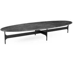 Floema Soffbord 150x50 | Ovalt | Svart Marmor