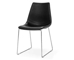 Fly Stol | Svart PU | Borstad metall