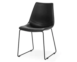 Fly Stol | Svart PU | Svart metall