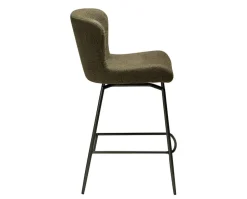 Glam Barstol | Snurrbar | Dark Olive Bouclé/Antique Pewter