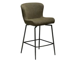 Glam Barstol | Snurrbar | Dark Olive Bouclé/Antique Pewter