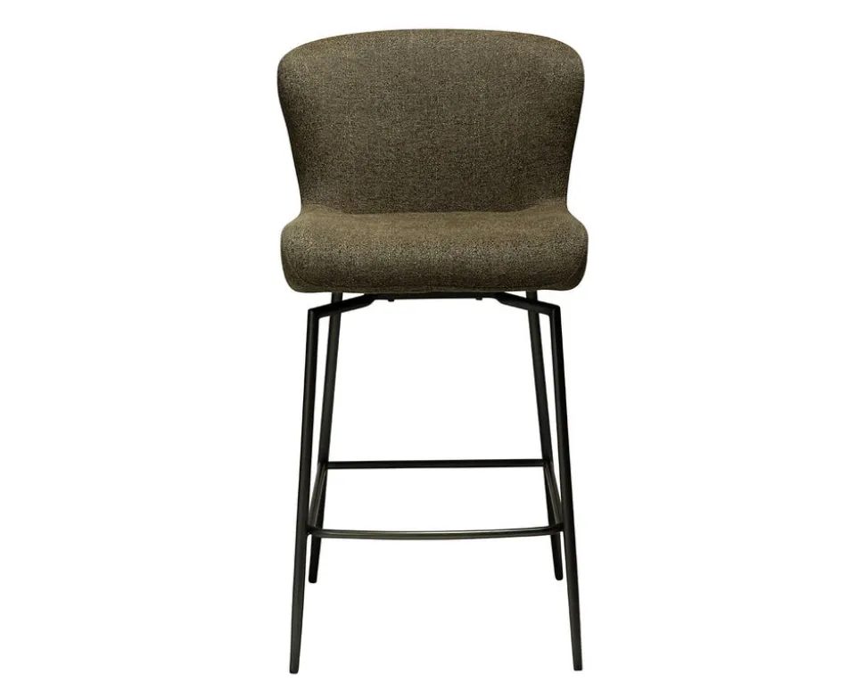 Glam Barstol | Snurrbar | Dark Olive Bouclé/Antique Pewter