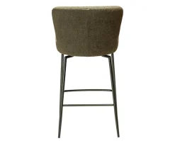 Glam Barstol | Snurrbar | Dark Olive Bouclé/Antique Pewter