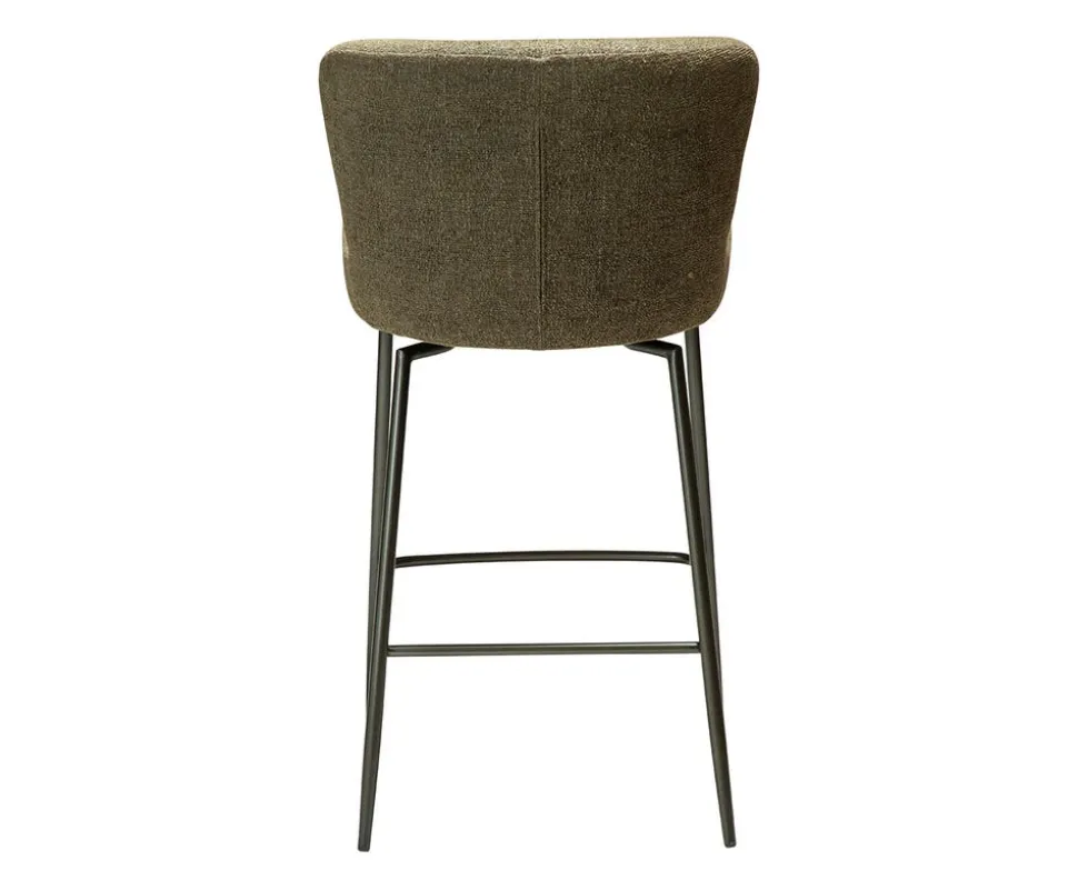 Glam Barstol | Snurrbar | Dark Olive Bouclé/Antique Pewter