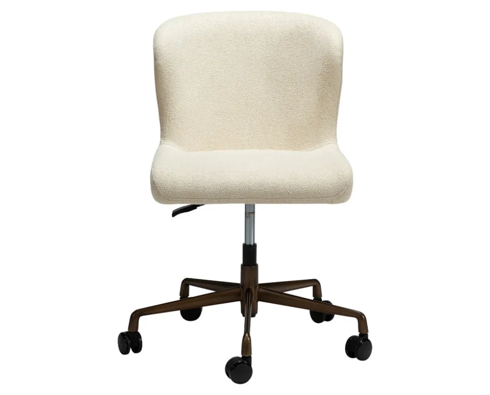 Glam Skrivbordsstol | Frosted Almond Bouclé | Antik mässing