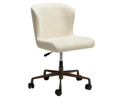 Glam Skrivbordsstol | Frosted Almond Bouclé | Antik mässing