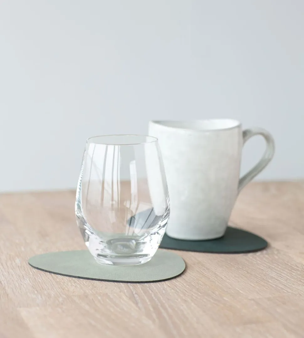 Glasunderlägg Curve | Dark Green/Olive Green | Dubbelsidig