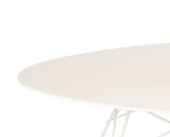 Glossy Bord Outdoor | D:128, Vit skiva, vita ben