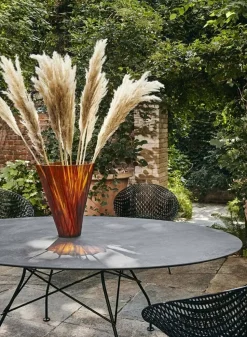 Glossy Bord Outdoor | D:128, Vit skiva, vita ben