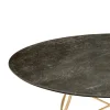 Glossy Matbord Ø128 | Aged bronze skiva, Guldben