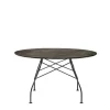 Glossy Matbord Ø128 | Aged bronze skiva, Svarta ben