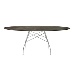 Glossy Matbord 192x118 | Aged bronze skiva, kromben