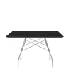 Glossy Matbord 118x118 | Svart marmor, Kromben