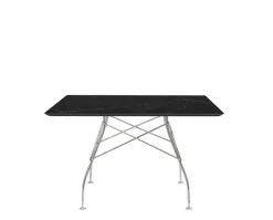 Glossy Matbord 118x118 | Svart marmor, Kromben