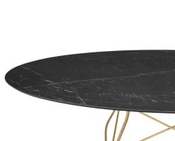Glossy Matbord 192x118 | Svart skiva, guldben
