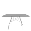 Glossy Matbord 130x130 | Svart skiva, kromben