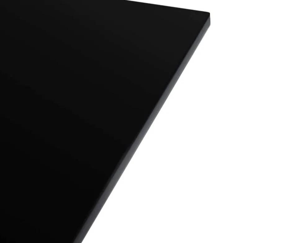Glossy Matbord 130x130 | Svart skiva, kromben