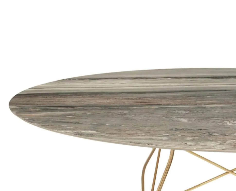 Glossy Matbord 192x118 | Tropical Grey skiva, Guldben