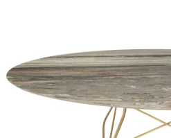 Glossy Matbord 192x118 | Tropical Grey skiva, Guldben