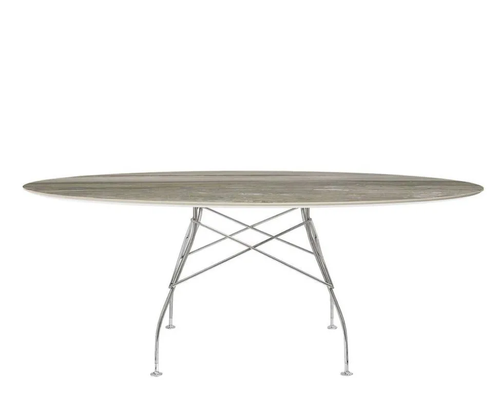 Glossy Matbord 192x118 | Tropical Grey skiva , kromben