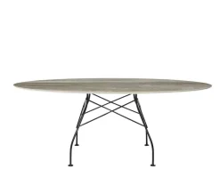 Glossy Matbord 192x118 | Tropical Grey skiva, svarta ben
