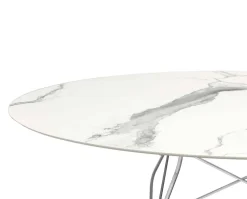 Glossy Matbord 192x118 | Vit skiva, kromben